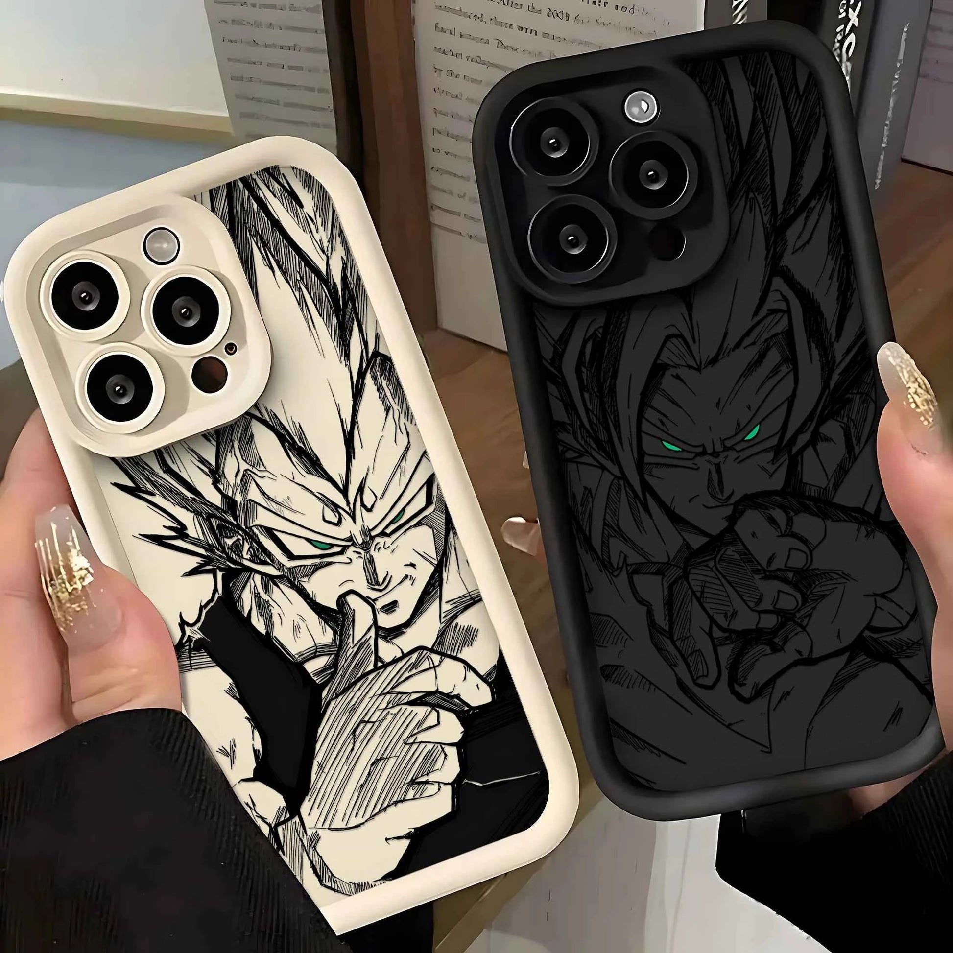Coque Dragon Ball iPhone – Design Noir Stylé en TPU pour iPhone 16 à X – Protection Souple et Résistante