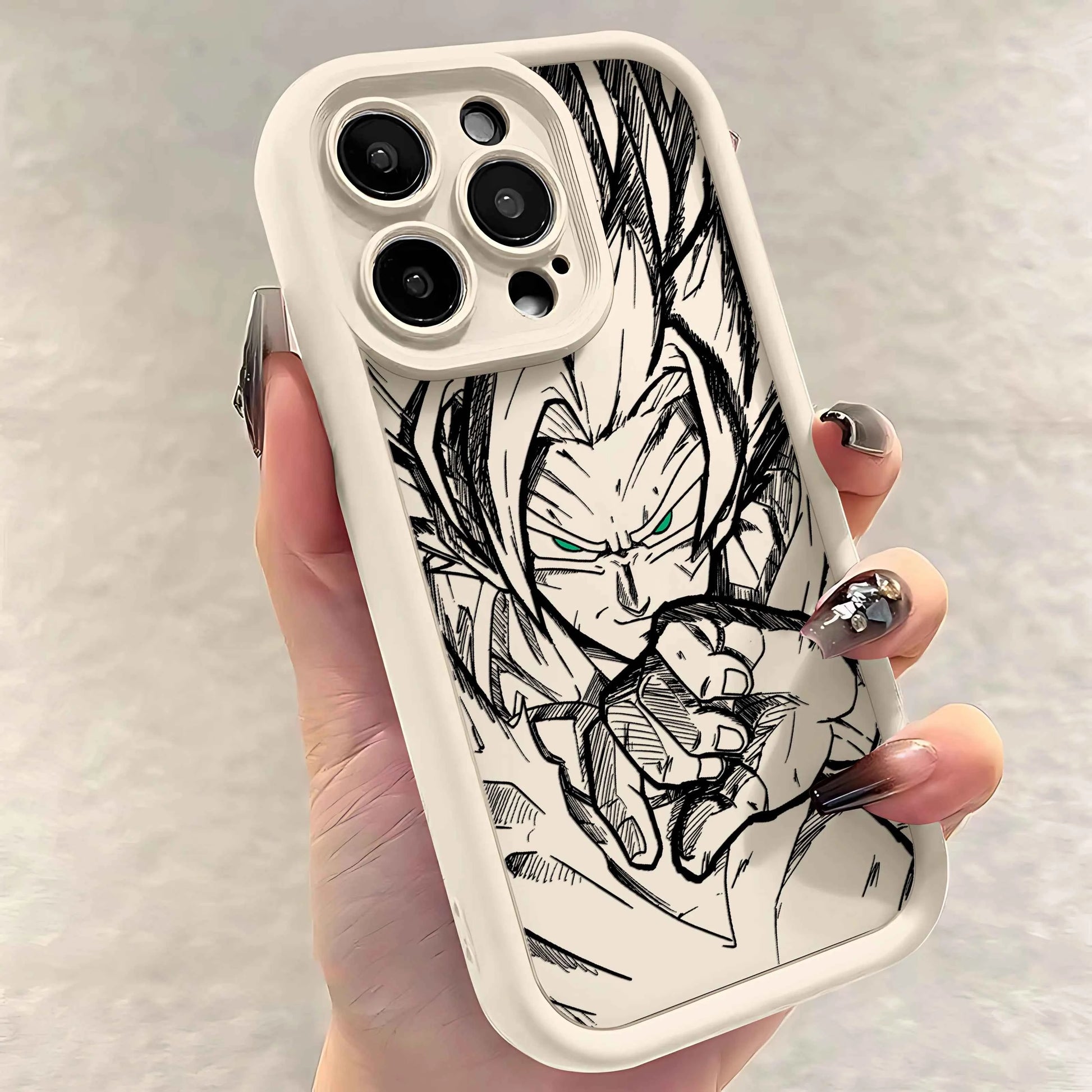 Coque Dragon Ball iPhone – Design Noir Stylé en TPU pour iPhone 16 à X – Protection Souple et Résistante