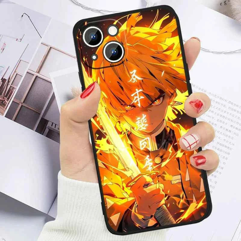 Coque Demon Slayer iPhone 12 à 16 - Souffle de la Foudre Édition, Protection Stylée