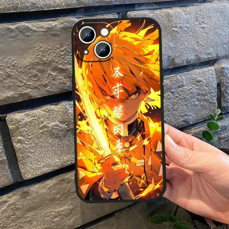 Coque Demon Slayer iPhone 12 à 16 - Souffle de la Foudre Édition, Protection Stylée