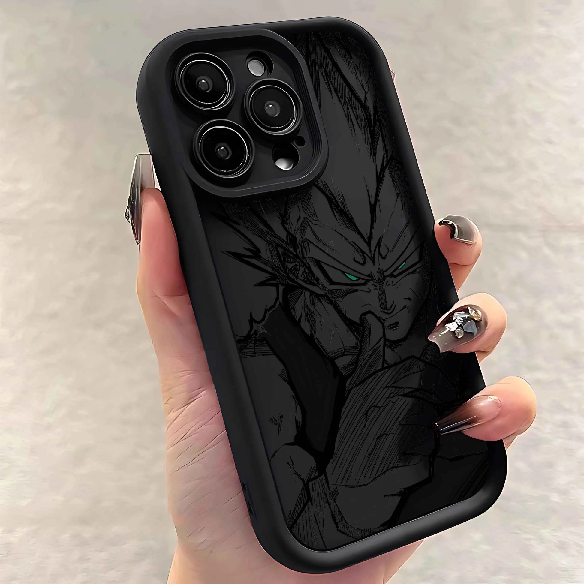 Coque Dragon Ball iPhone – Design Noir Stylé en TPU pour iPhone 16 à X – Protection Souple et Résistante