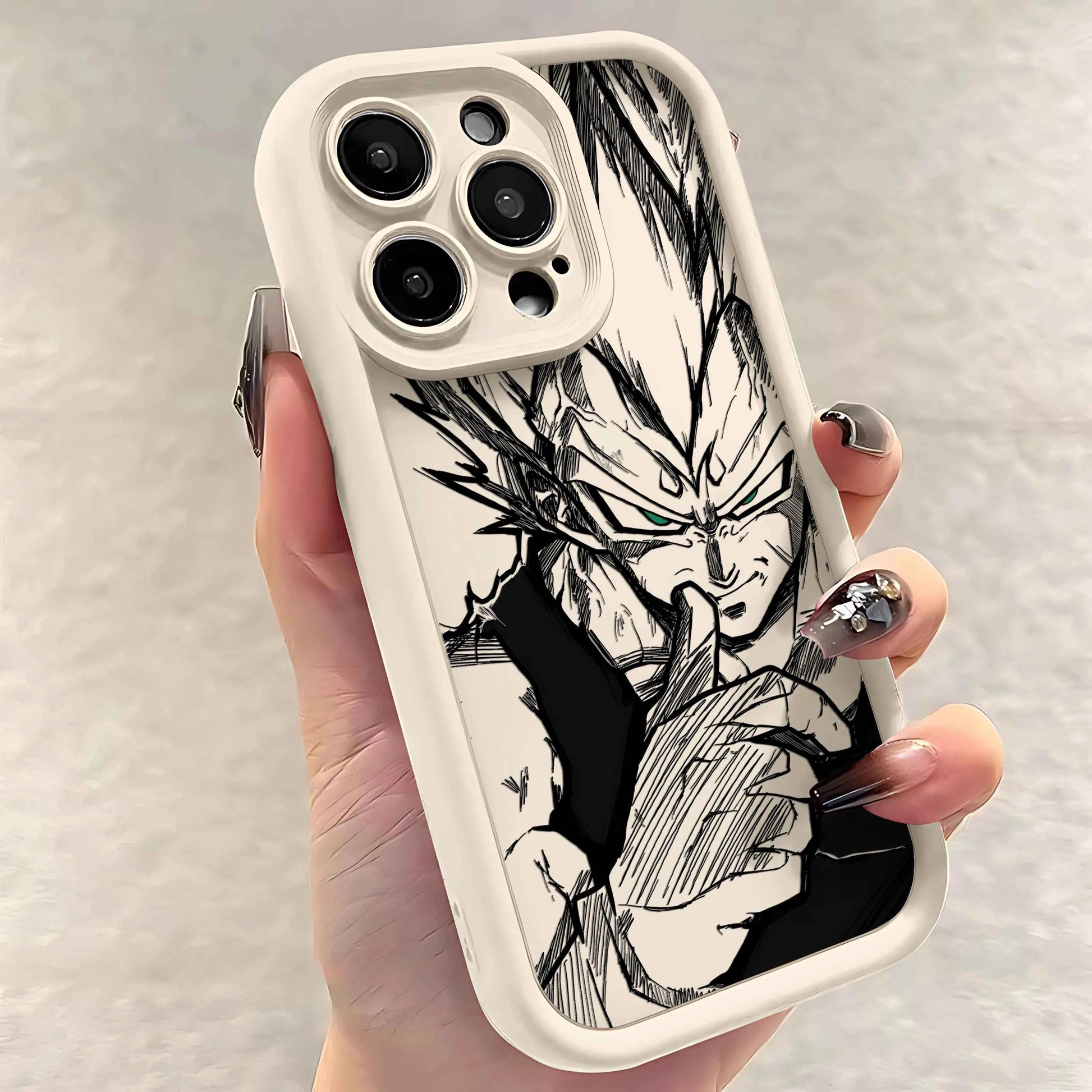 Coque Dragon Ball iPhone – Design Noir Stylé en TPU pour iPhone 16 à X – Protection Souple et Résistante