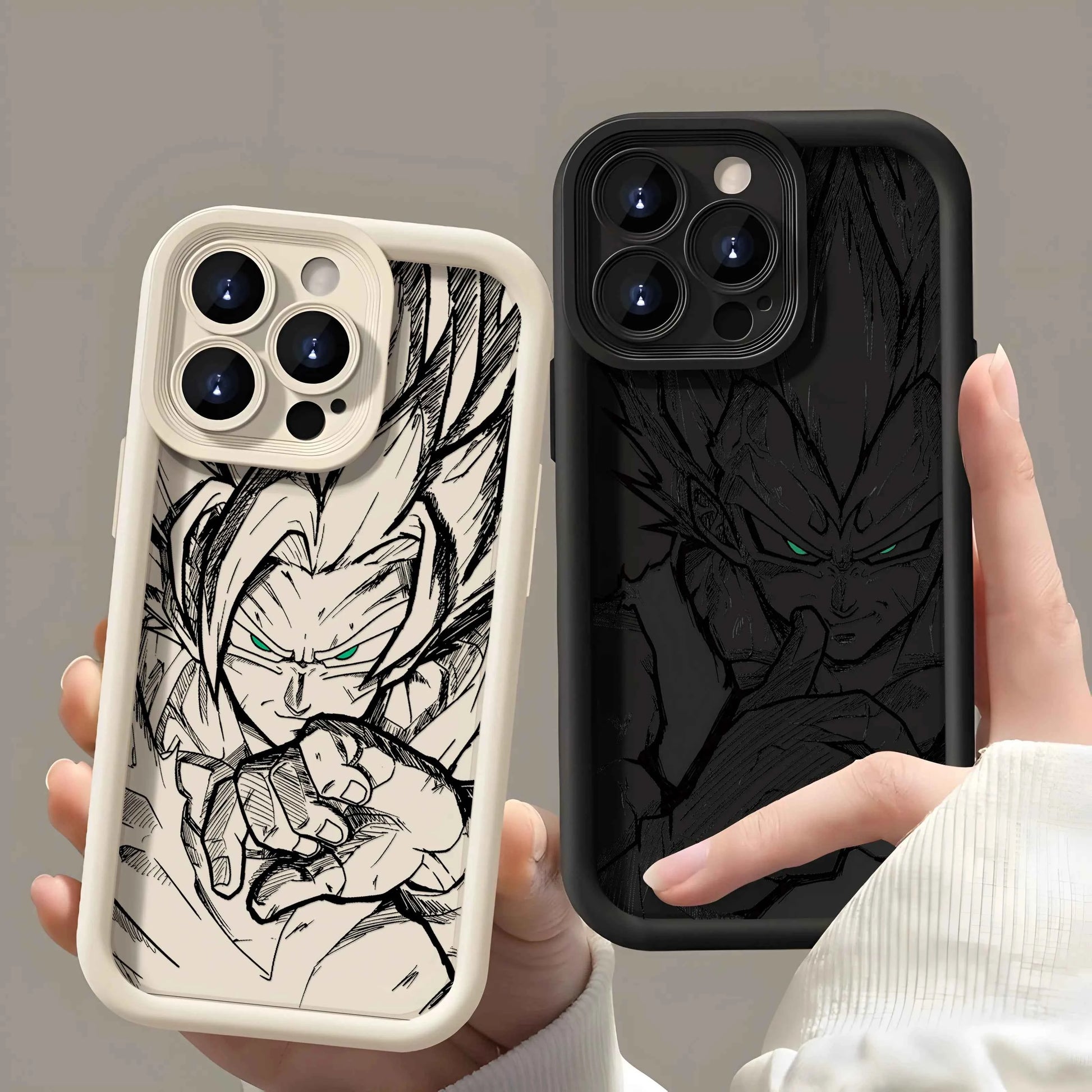 Coque Dragon Ball iPhone – Design Noir Stylé en TPU pour iPhone 16 à X – Protection Souple et Résistante